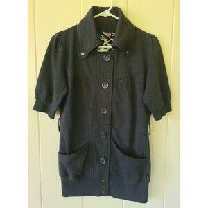 L.A. KITTY Kids Juniors Sz L Grey Short Sleeve Coat Jacket Button Down Pockets